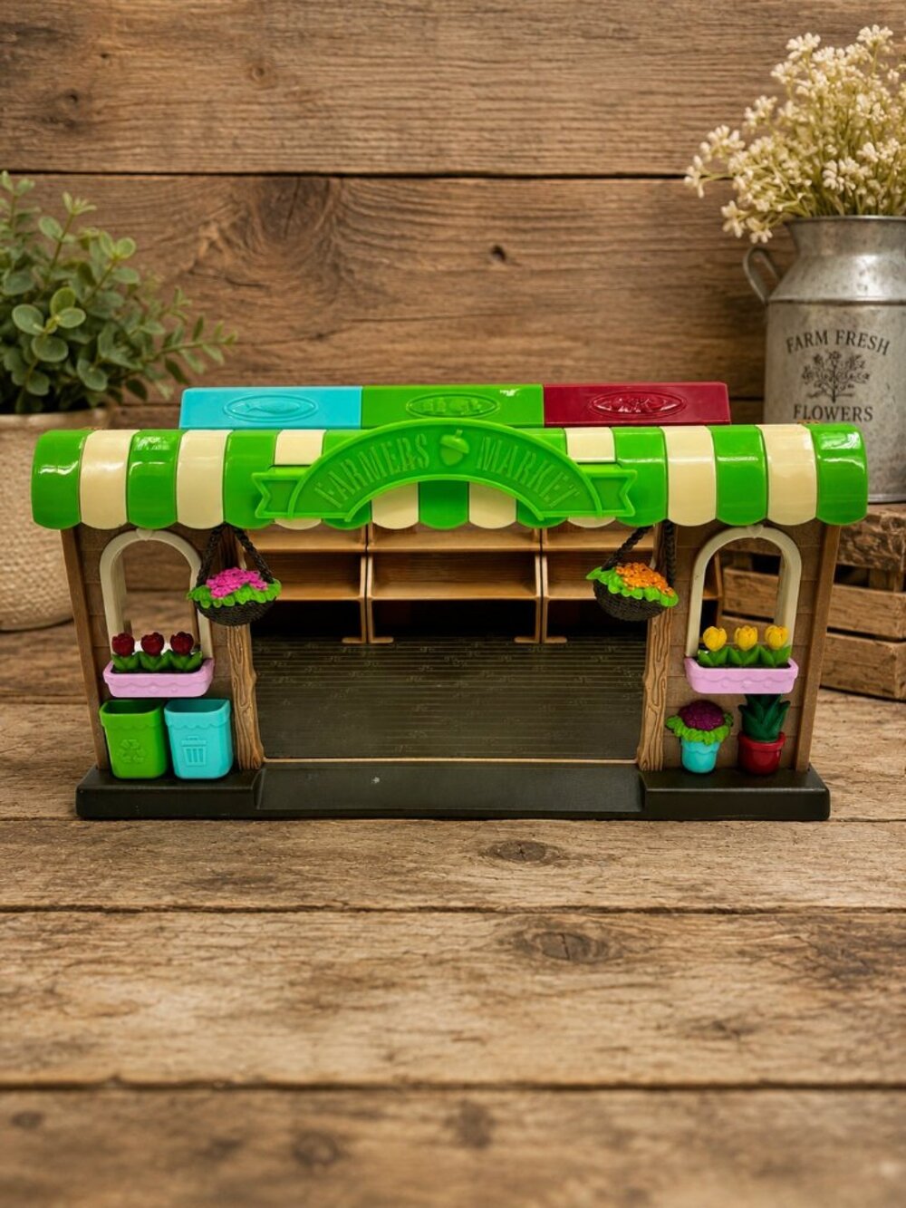 Li'l Woodzeez Farmers Market Stand Pretend Play Toy Playset Accessories Battat